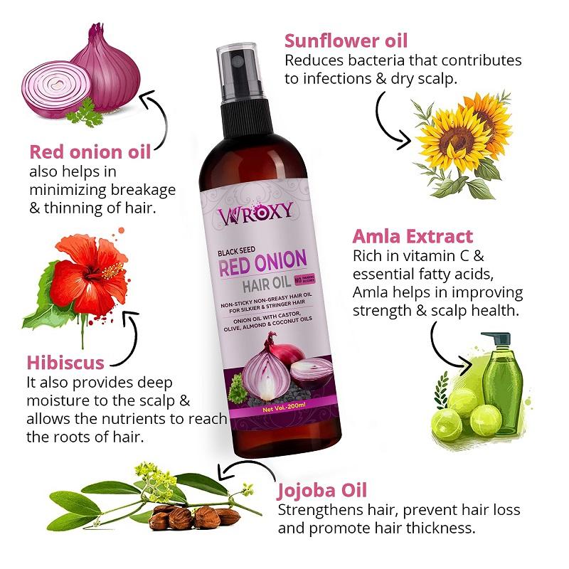 Wroxy Onion Black Seed Hair Oil Controls Hair Fall (Pack of 3)