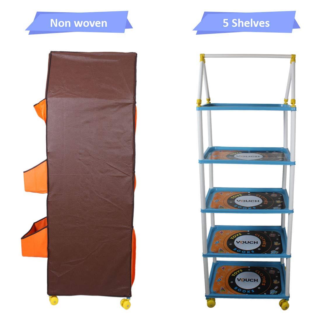 Cloth Organizer - 5 Shelf Folding Wardrobe Organizer With Wheels