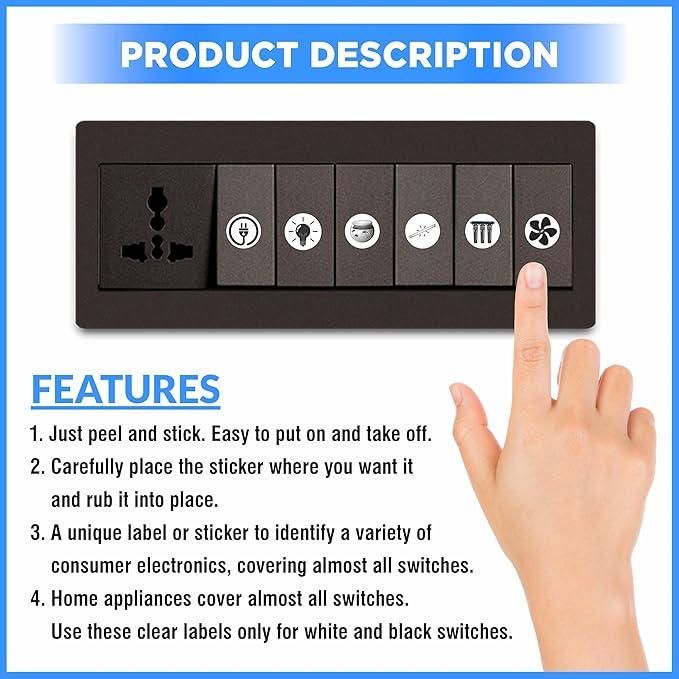 Transparent Black and White Switch ID Sticker (Pack of 1)