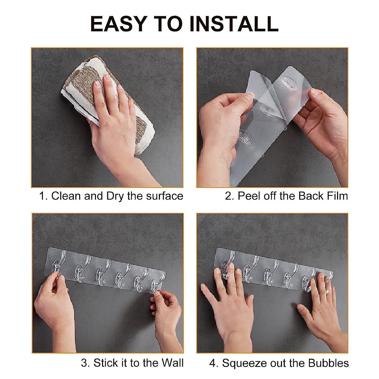 Adhesive Wall Hook for Hanging Coat Hat Towel Purse Door Hanger (Piece of 6)