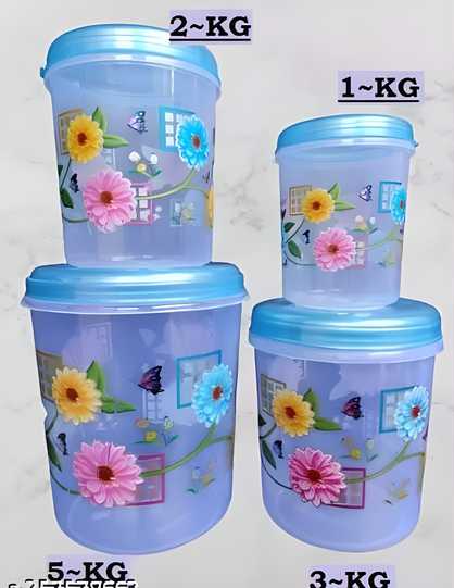 AIRTIGHT Container 1KG,2KG,3KG and 5KG Plastic Grocery Container (Pack of 4)