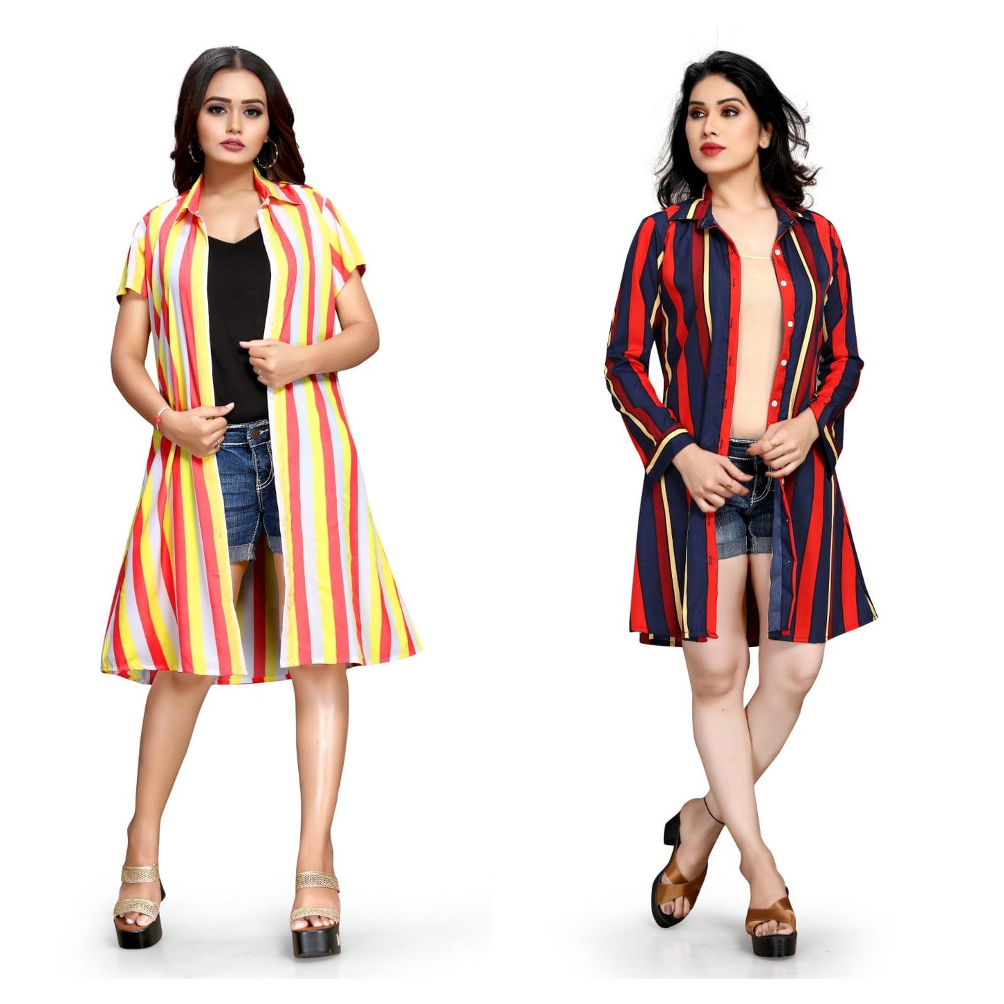 Women's Crepe Printed Shirt Style Short Dress Buy 1 Get 1 Free