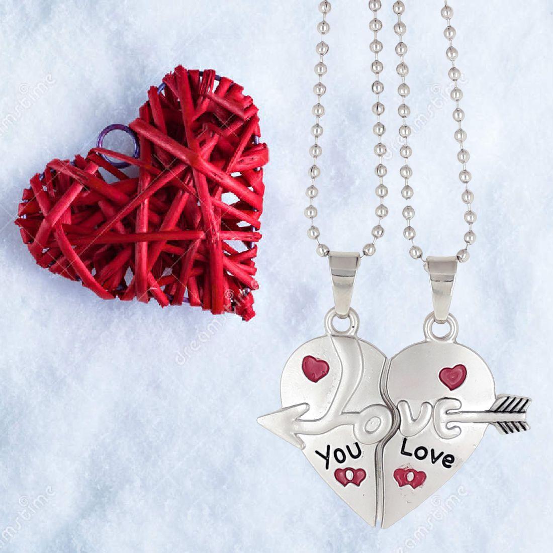 Couple Silver Plated Pendants Set