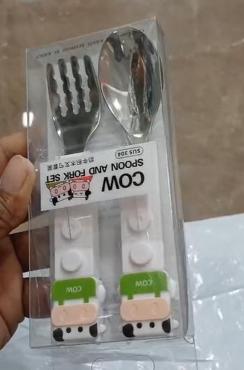 Cow Shaped Grip Spoon and Fork