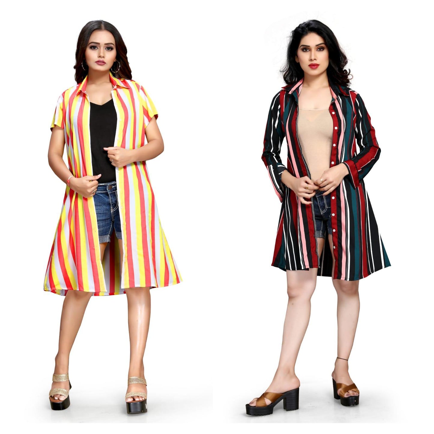 Women's Crepe Printed Shirt Style Short Dress Buy 1 Get 1 Free