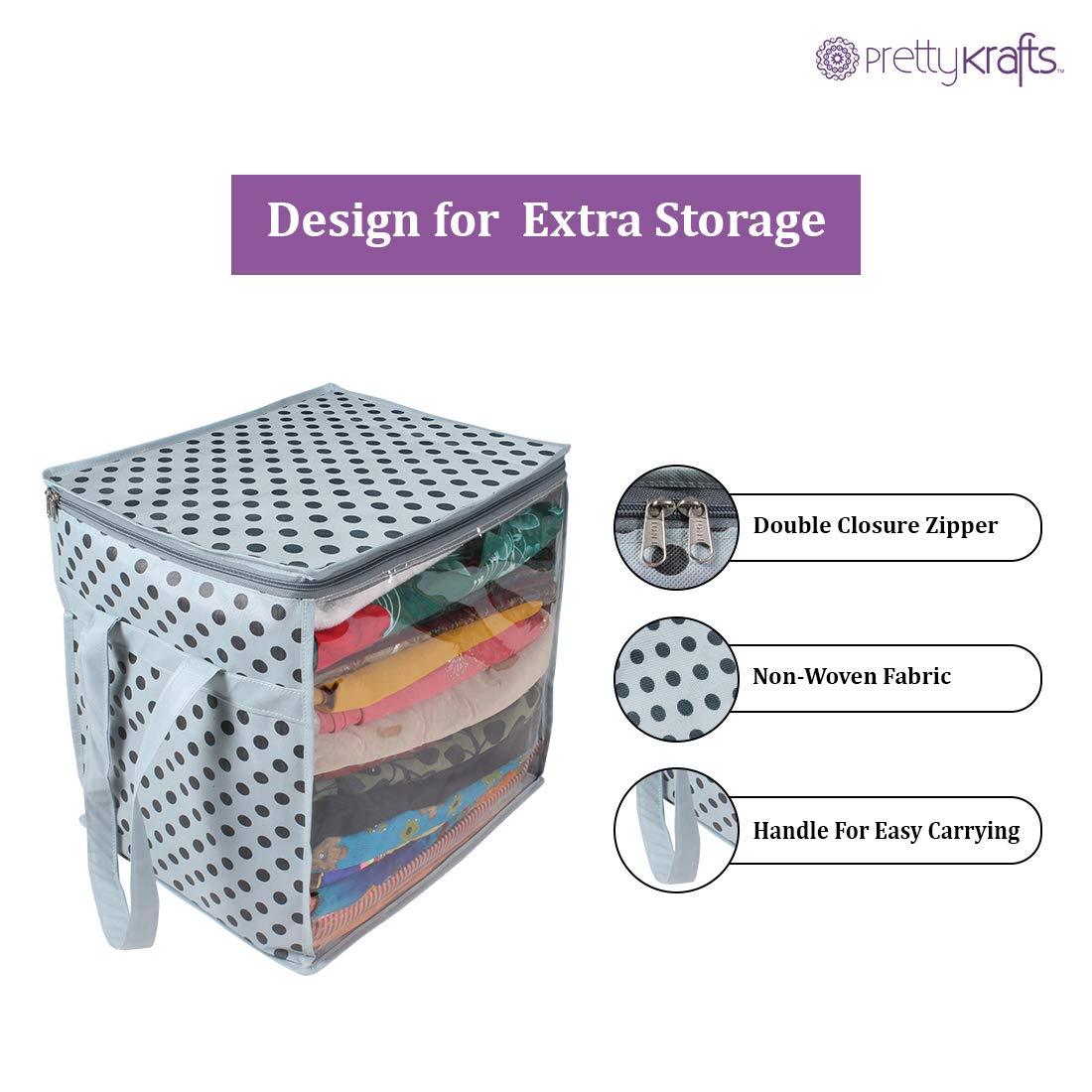 Saree Cover - Printed Non Woven Saree Cover with Handles and Transparent Front (Pack of 4)