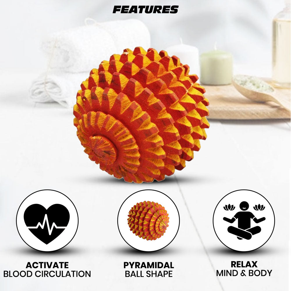 Wooden Ball Hand Roller Palm Massager 1pc