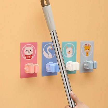 Mop Broom Holder-Wall Mounted Cartoon Mop, Broom Holders(Pack of 2)