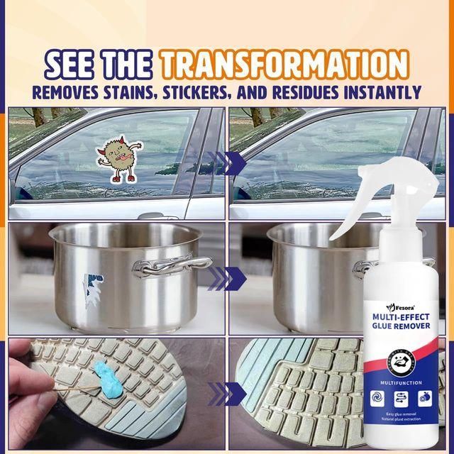 Fezora Multipurpose Sticker Adhesive Glue Remover Spray, Sticker Lifter Stain Remover Adhesive Cleaner All Purpose Effective Adhesive Remover Liquid for Glass, Metal, Wall 150 ml