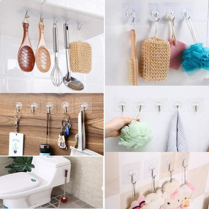 Hooks-Transparent Self Adhesive Hooks Hanger(Pack of 6)