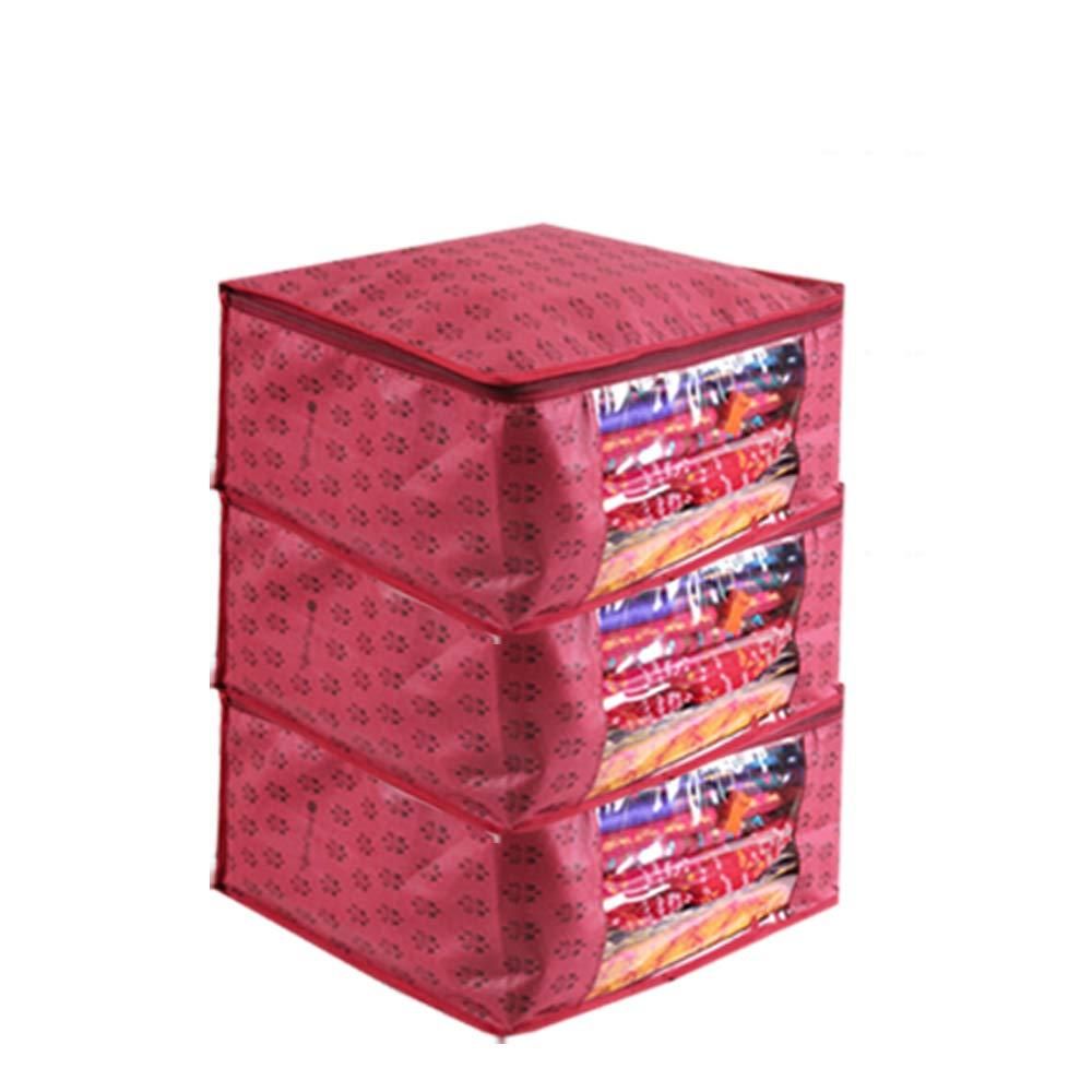 Saree Cover - Printed Non Woven Saree Cover with Transparent Window (Set of 3)