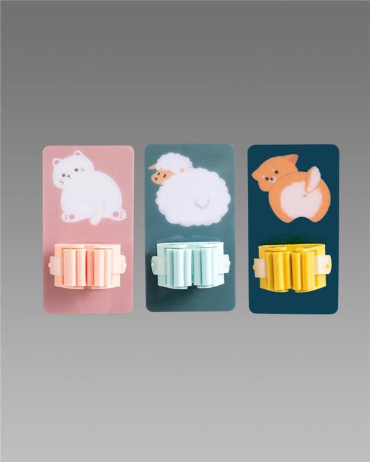Mop Broom Holder-Wall Mounted Cartoon Mop, Broom Holders(Pack of 3)