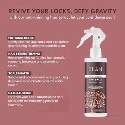 Glam Anti-Thinning Hair Spray - Volumizing Day Spray 100ml (Pack of 2)