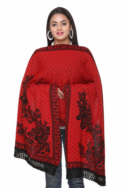 Women's Woolen Floral Pattern Winter Stole