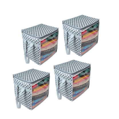 Saree Cover - Printed Non Woven Saree Cover with Handles and Transparent Front (Pack of 4)