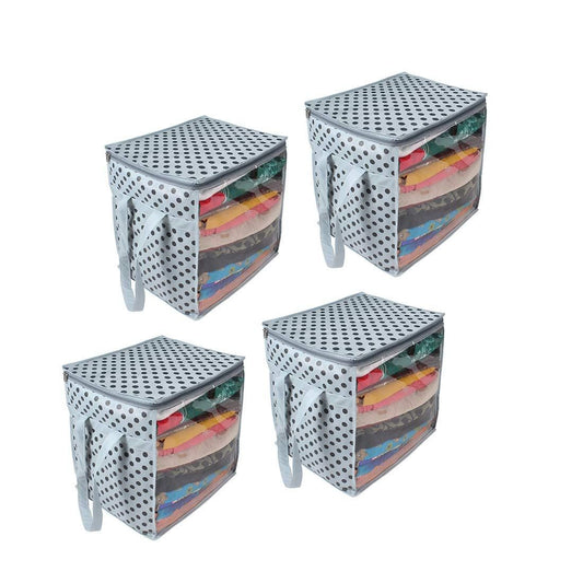 Saree Cover - Printed Non Woven Saree Cover with Handles and Transparent Front (Pack of 4)