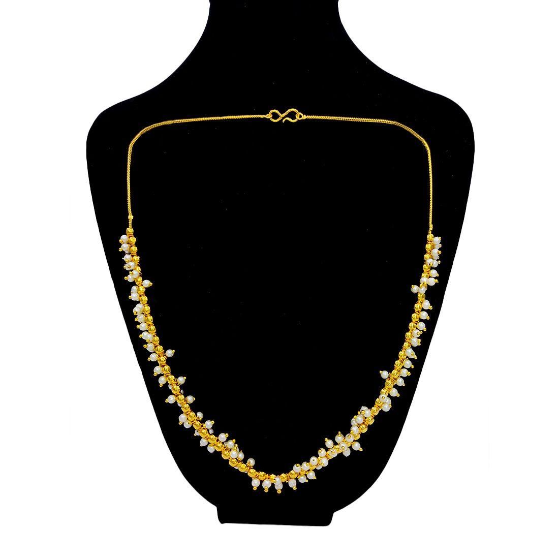 Elegant Gold Plated Beaded Pendant With Chain