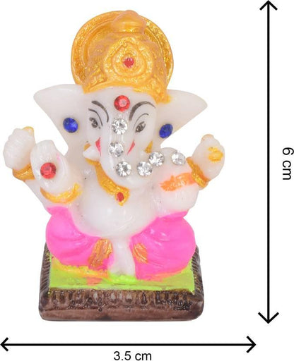 Chatri Aasan Ganesh Idols Decorative Showpiece - 6 cm  (Polyresin, Gold)