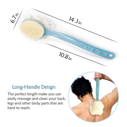 2 IN 1 loofah with handle, Bath Brush, back scrubber (Pack of 2)