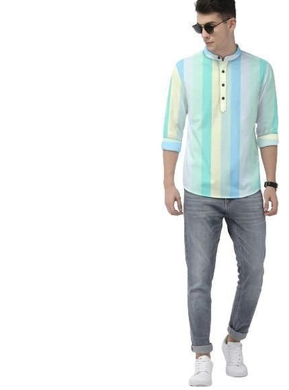 Men's Color Block Spread Collar Casual Shirt