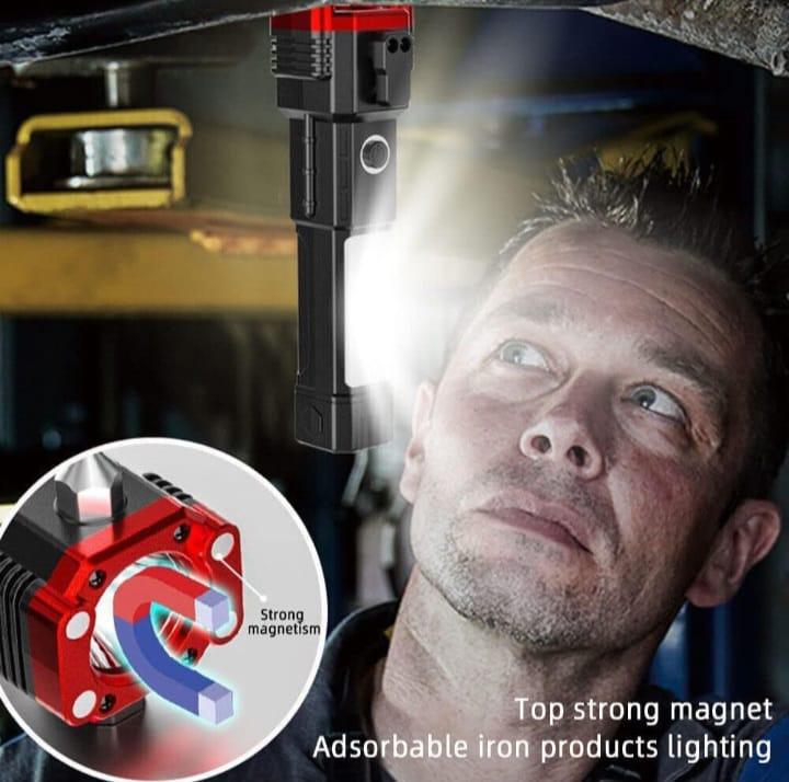 Portable LED Flashlight Multifunctional Work Light Power Bank Emergencies Safety Pack Of 2