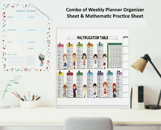Combo of Weekly Planner Organizer Sheet & Mathematic Practice Sheet