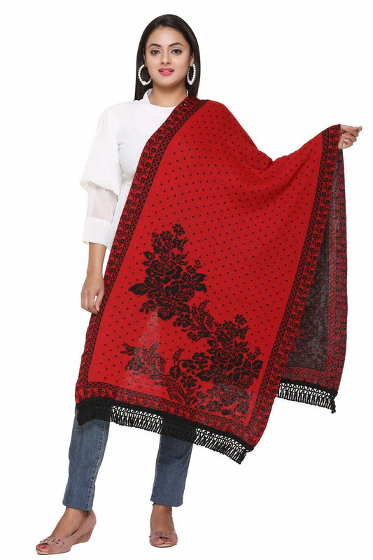 Women's Woolen Floral Pattern Winter Stole