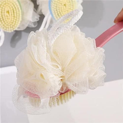 2 IN 1 loofah with handle, Bath Brush, back scrubber (Pack of 3)
