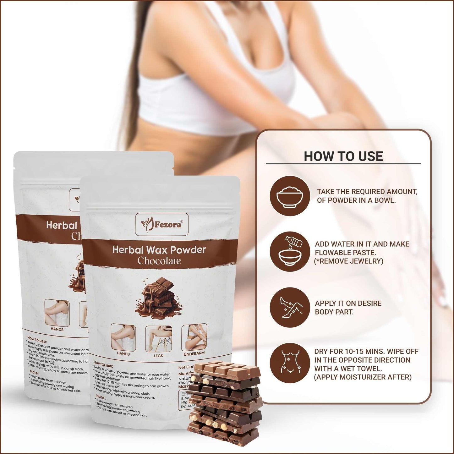 Fezora Chocolate Wax Powder For Hair Removal 100g