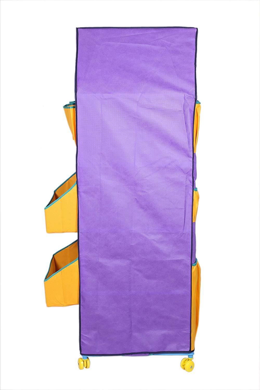 Cloth Organizer - 5 Shelf Folding Wardrobe Organizer With Wheels