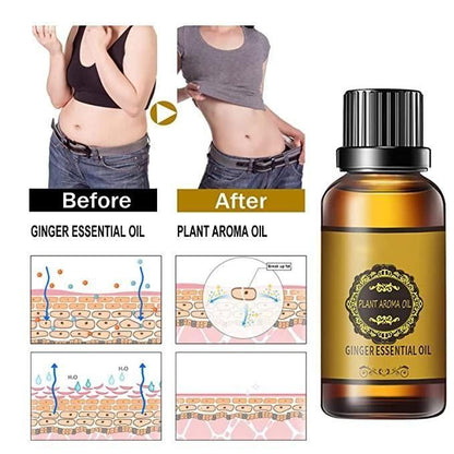 Belly Drainage Ginger Oil, Lymphatic Drainage Ginger Oil, Slimming Tummy Ginger Oil, Ginger Essential Oil for Swelling and Pain Relief, Care for Skin (10ML)
