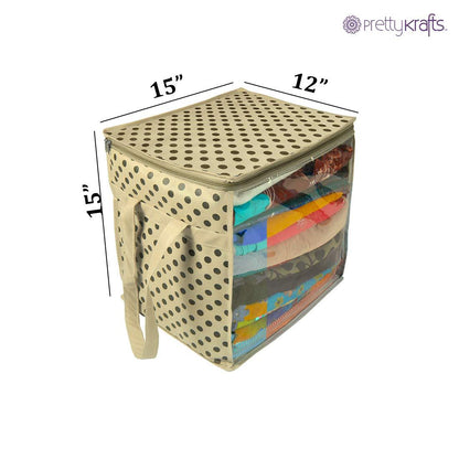 Saree Cover - Printed Non Woven Saree Cover with Handles and Transparent Front (Pack of 4)