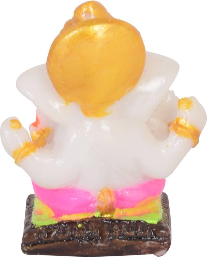 Chatri Aasan Ganesh Idols Decorative Showpiece - 6 cm  (Polyresin, Gold)