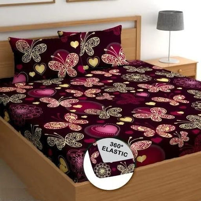 Round Elastic Fitted Double Bed Bedsheet