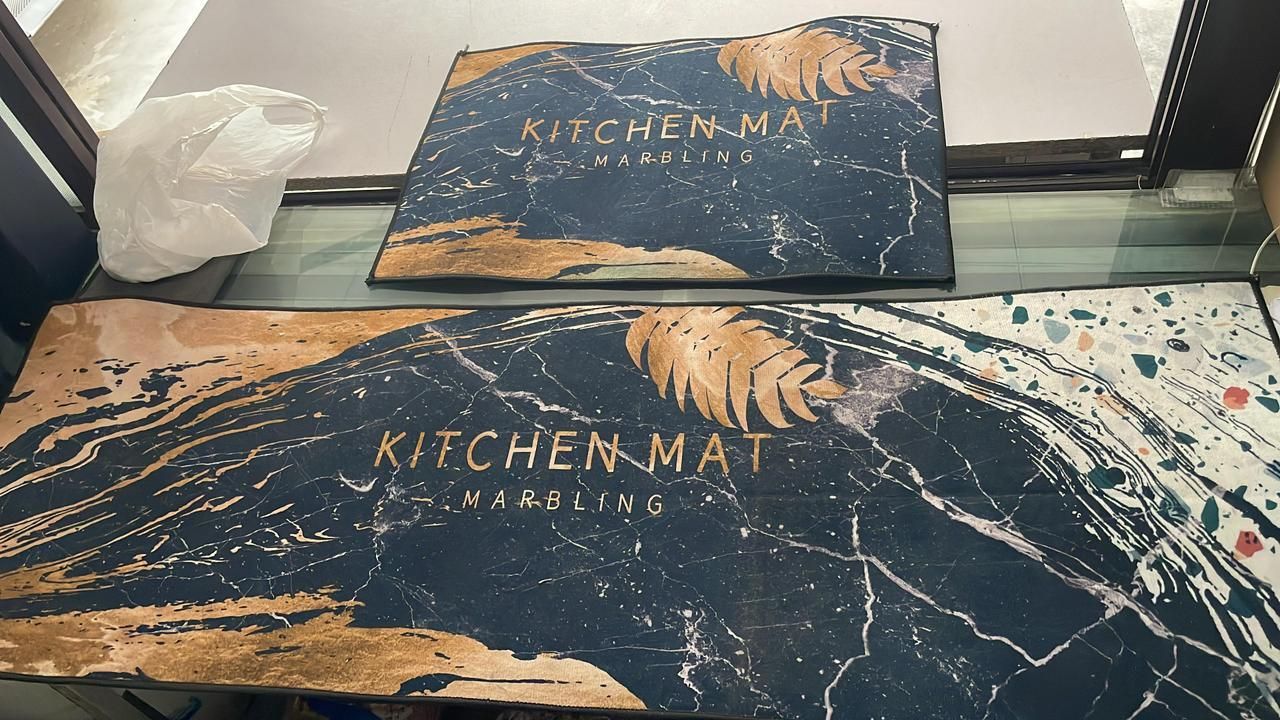 Rubber Floor Mat with Runner Geometric Pattern