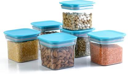 Containers- New Kit Kat Premium Quality Square Shaped Air Tight Containers Storage Jar 600ml (Pack of 6)