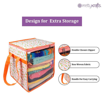 Saree Cover - Printed Non Woven Saree Cover with Handles and Transparent Front (Pack of 4)
