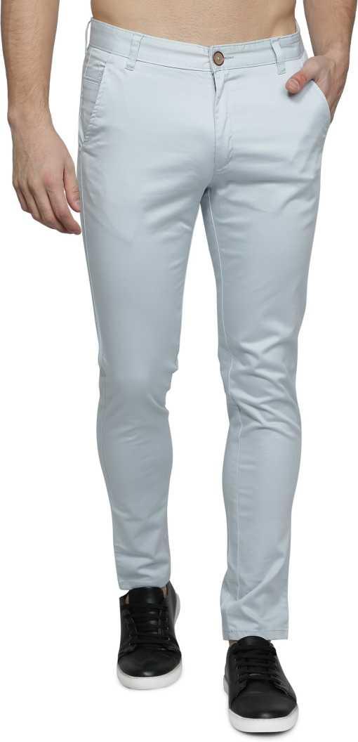 Lycra Blend Solid Slim Fit Mens Casual Trousers