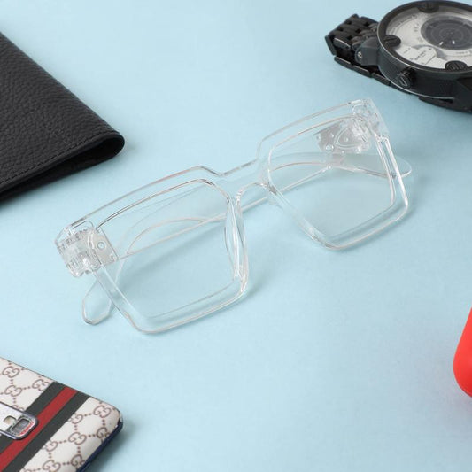 Unisex Clear Retro Square Sunglass