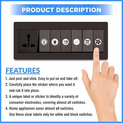 Transparent Black and White Switch ID Sticker (Pack of 1)
