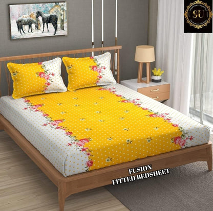 Round Elastic Fitted Double Bed Bedsheet