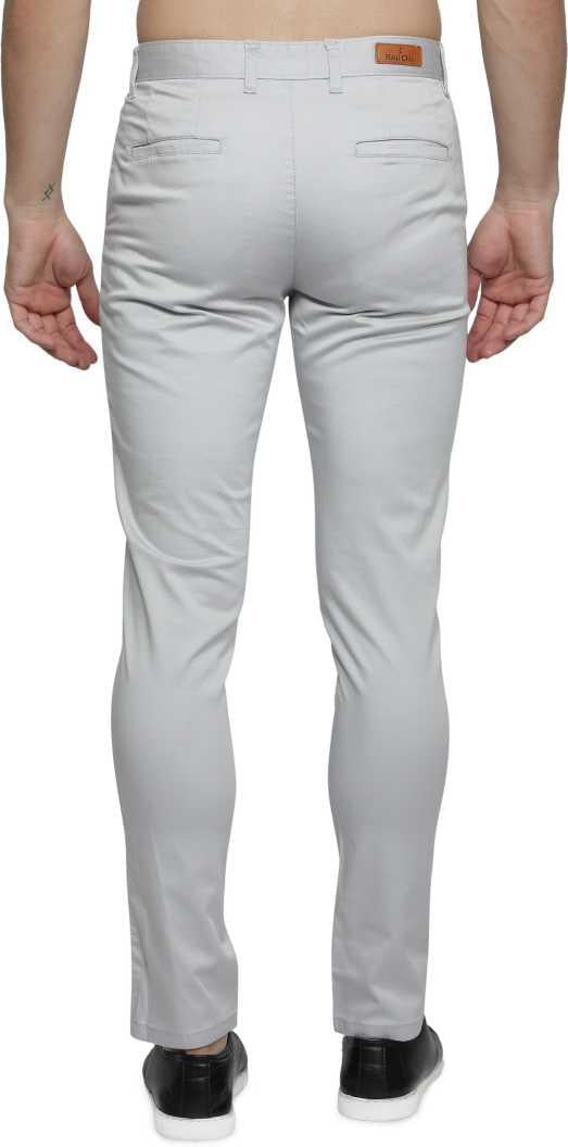 Lycra Blend Solid Slim Fit Mens Casual Trousers