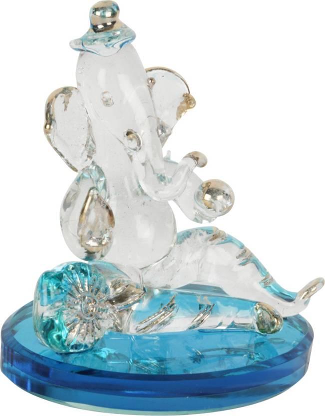 Ganpati Sitting Statue Decorative Showpiece - 18 cm��(Crystal, Multicolor)