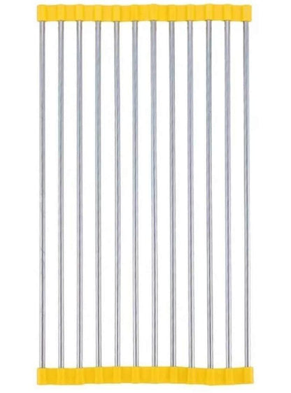 Sink Draining Rack- Stainless Steel Foldable/Roll-Up Over Sink Dish Drainer Drying Rack(Assorted Color)