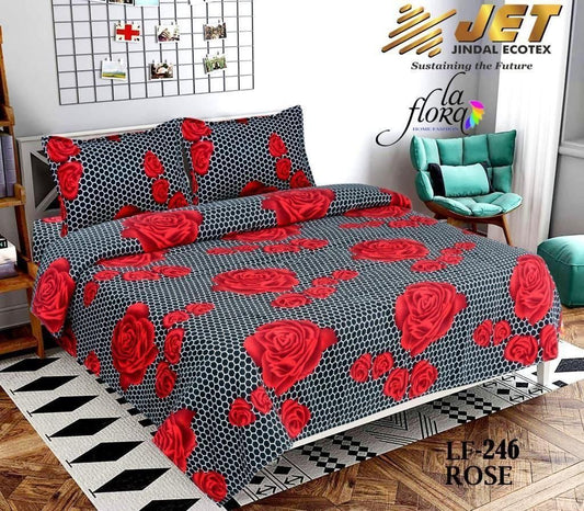 1 Double Bedsheet with 2 Pillow Covers