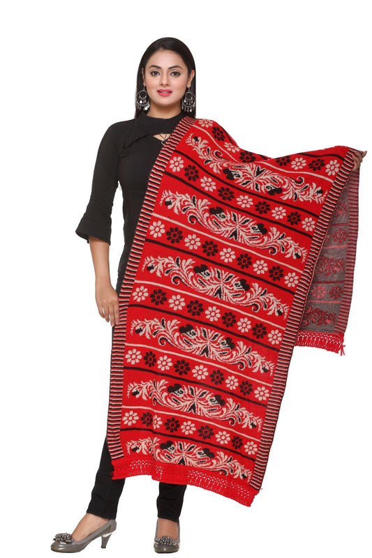 Women's Woolen Floral Pattern Winter Stole
