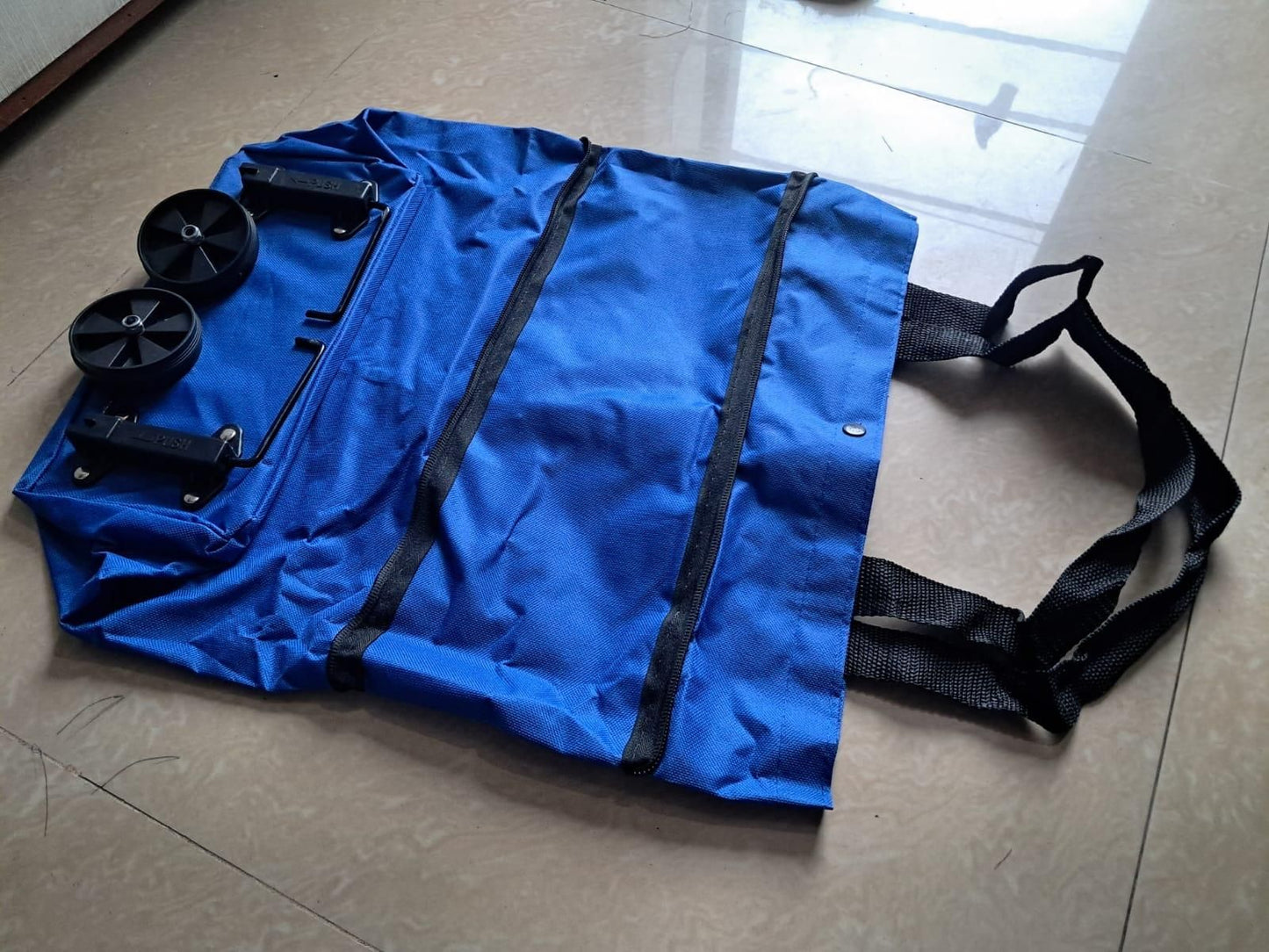 Foldable Light Weight Polyester Shopping Trolley Bag for Vegetables, Grocery, Travel Dual Wheel Waterproof Trolley Bag (Multicolor)