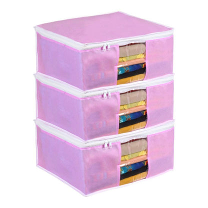 Saree Cover - Solid Non Woven Saree Cover for Wardrobe (Pack of 3)
