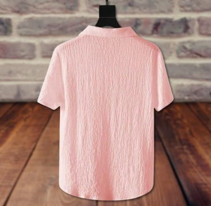 Men's Crinkled Co-Ord Set Peach