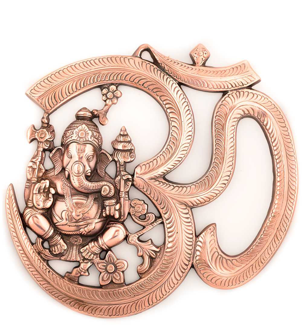 eCraftIndia Metal wall hanging of Lord Ganesha with Om